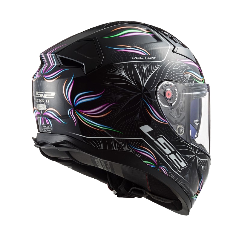 LS2 FF811 Vector II Tropical baltai violetinės ir juodos spalvos integralus motociklininko šalmas