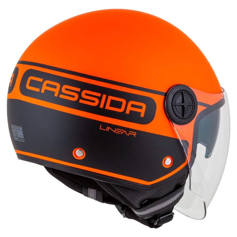 "Cassida Handy Plus Linear" atviras motociklininko šalmas oranžinis-juodas