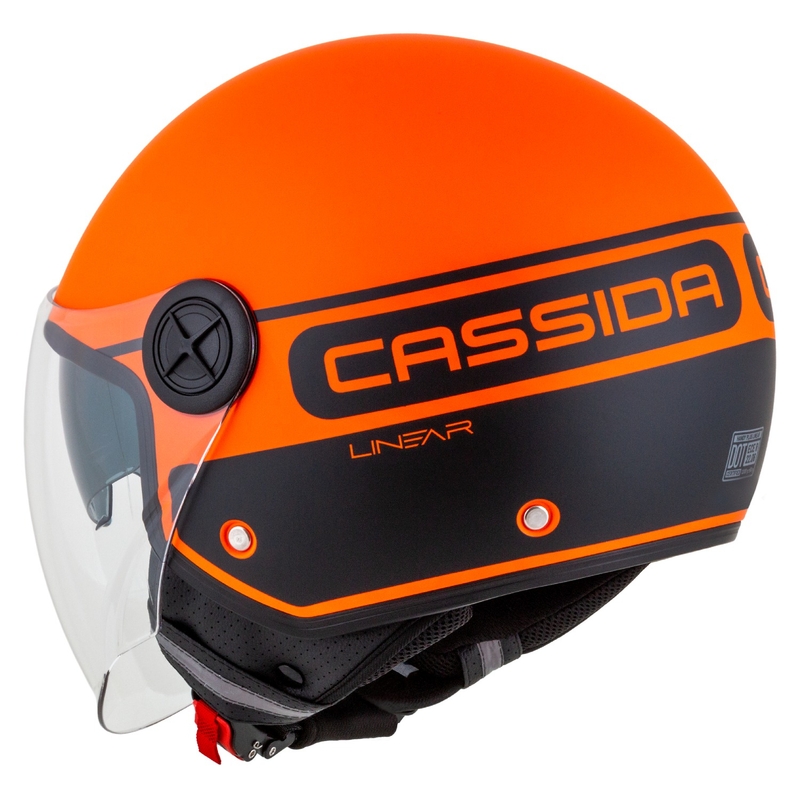 "Cassida Handy Plus Linear" atviras motociklininko šalmas oranžinis-juodas