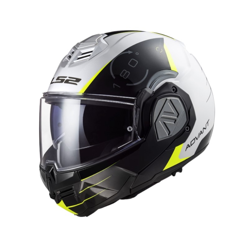 Atverčiamas motociklininko šalmas LS2 FF906 Advant Codex 06 juoda-balta-fluo geltona