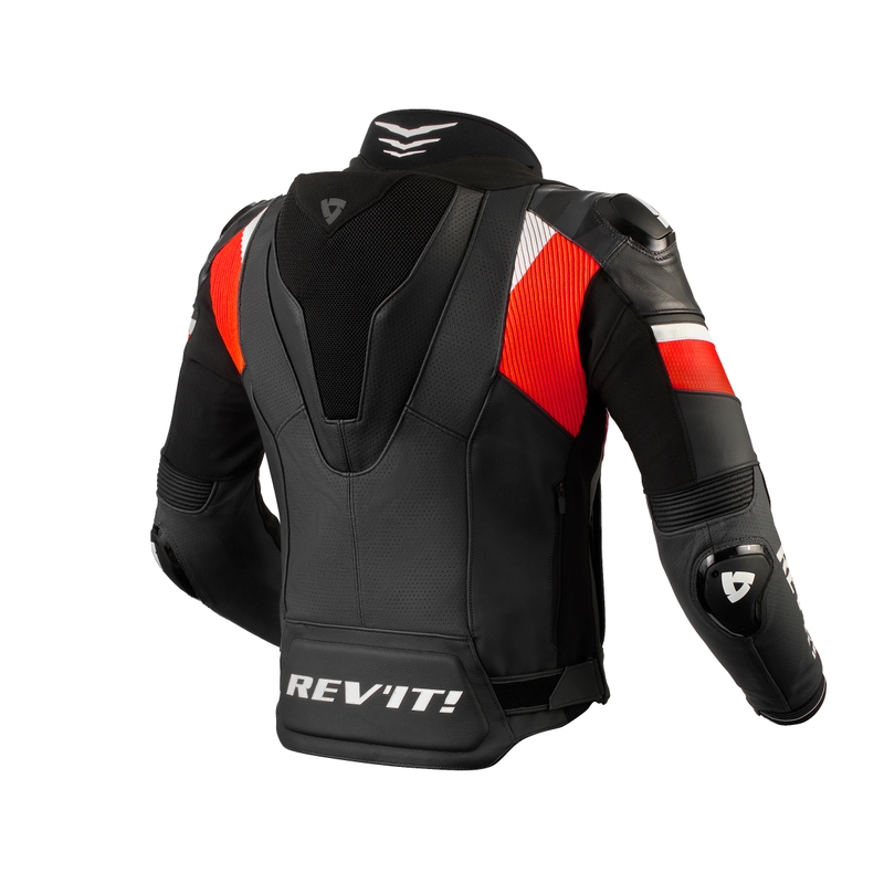 "Revit Hyperspeed 2 Pro" juoda-fluo raudona motociklininko striukė išpardavimas