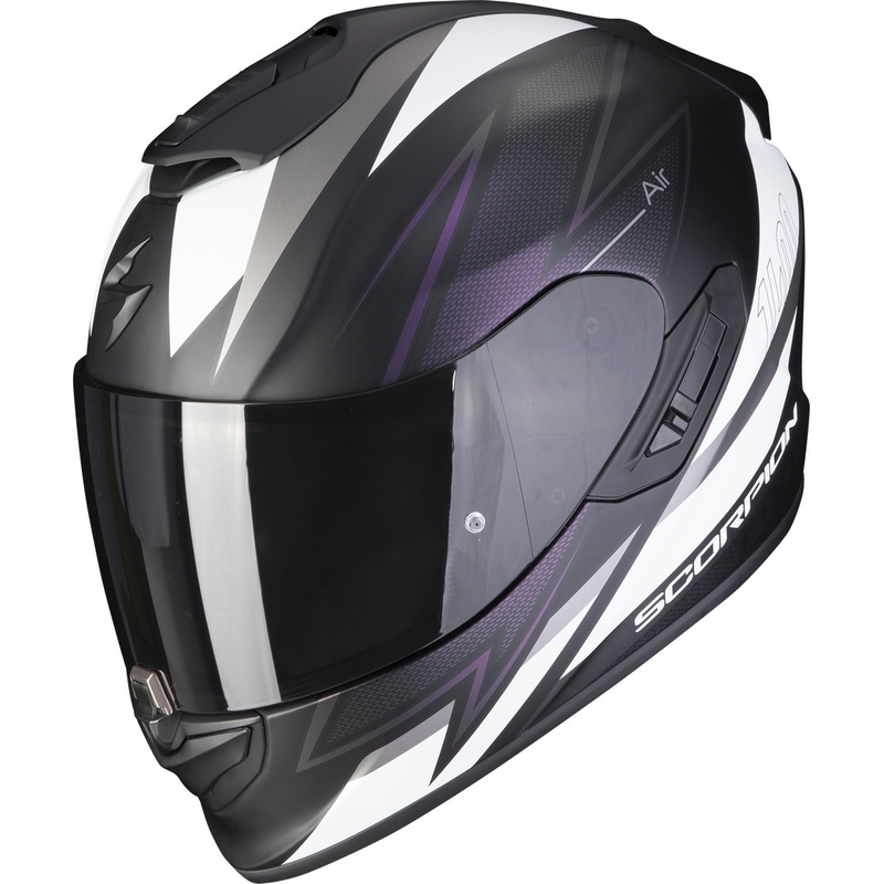 Integruotas šalmas Scorpion EXO-1400 EVO Air Thelios juoda-balta-violetinė