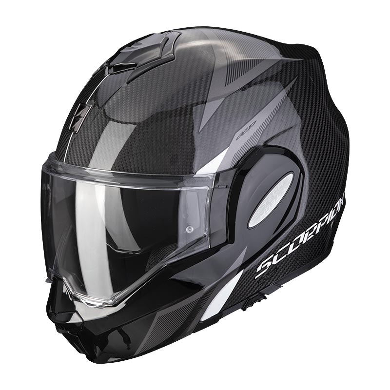 Překlápěcí přilba Scorpion EXO-TECH EVO Carbon Top černo-bílá