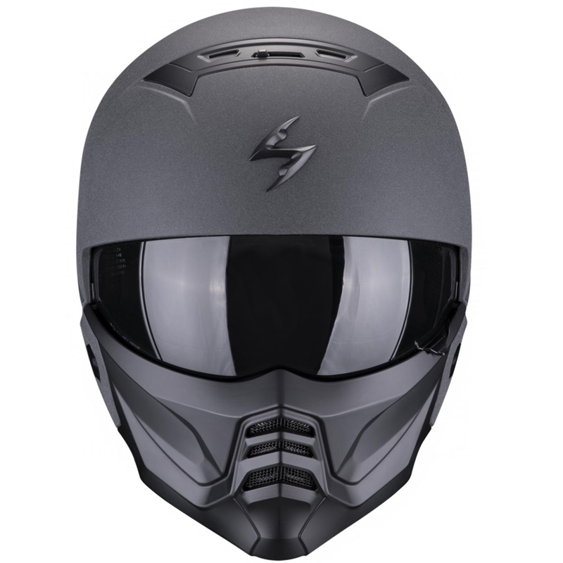 Atviras šalmas su kauke Scorpion EXO-COMBAT II Solid graphite dark grey