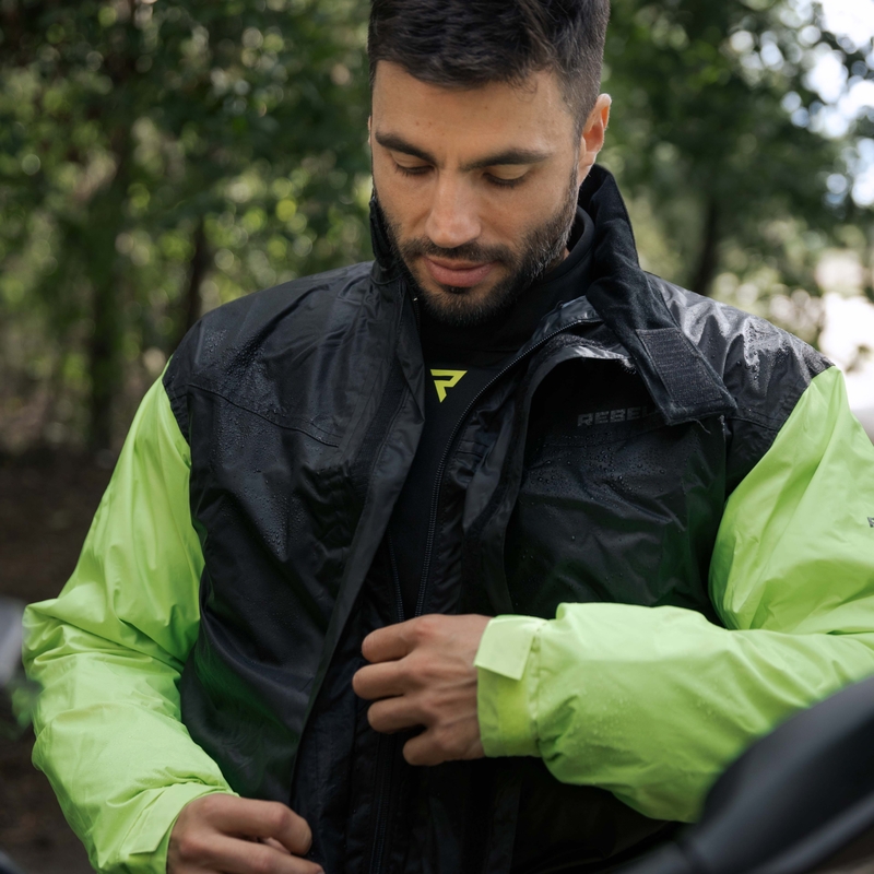 Rebelhorn Rain fluo geltonos spalvos motociklininko striukė nuo lietaus
