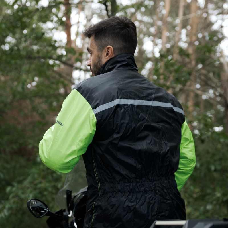 Rebelhorn Rain fluo geltonos spalvos motociklininko striukė nuo lietaus