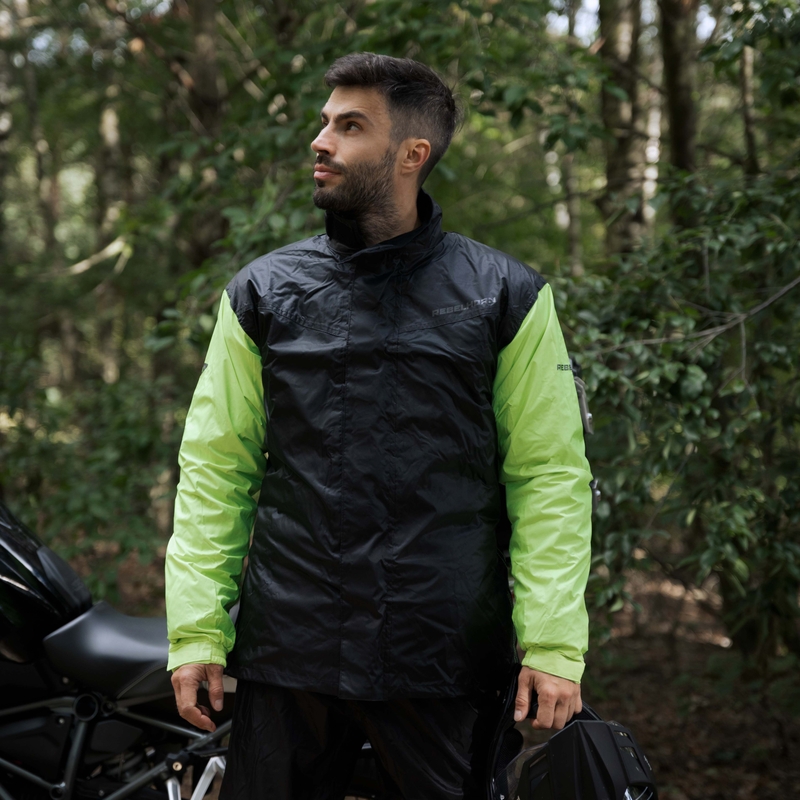 Rebelhorn Rain fluo geltonos spalvos motociklininko striukė nuo lietaus