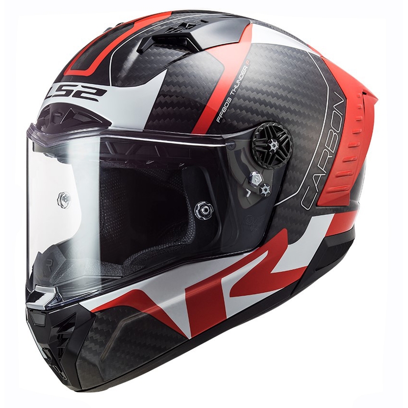 LS2 FF805 Thunder C Racing1 juodai-baltai-raudonas integralus motociklininko šalmas