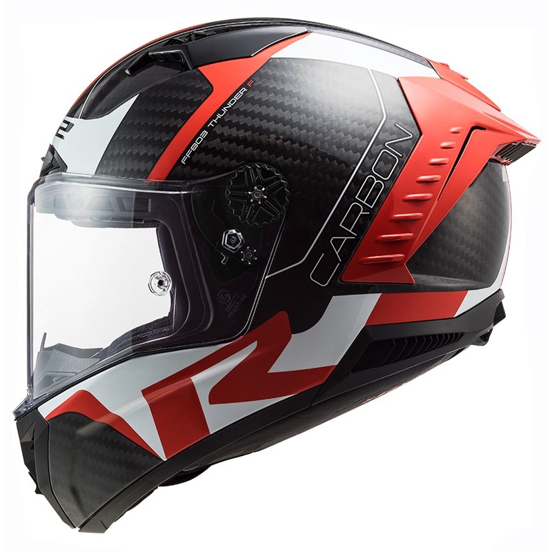 LS2 FF805 Thunder C Racing1 juodai-baltai-raudonas integralus motociklininko šalmas