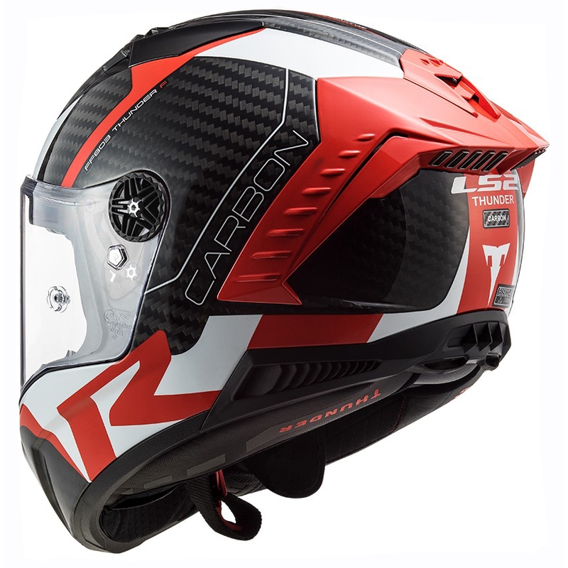 LS2 FF805 Thunder C Racing1 juodai-baltai-raudonas integralus motociklininko šalmas