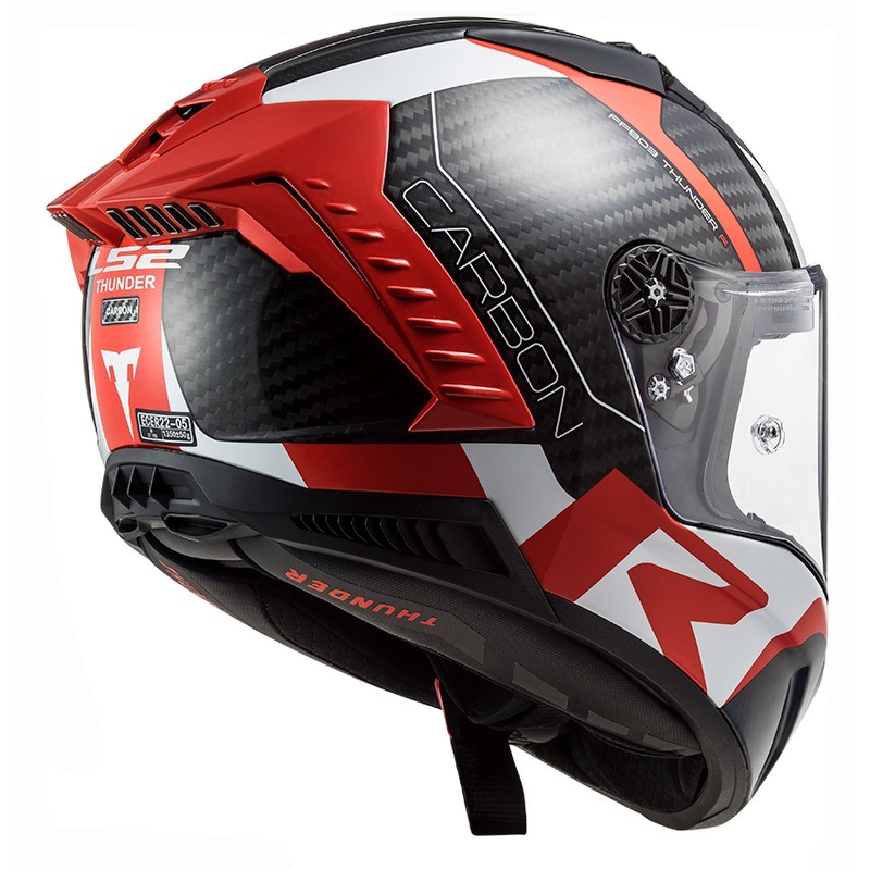 LS2 FF805 Thunder C Racing1 juodai-baltai-raudonas integralus motociklininko šalmas