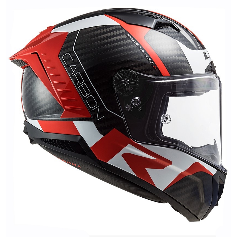 LS2 FF805 Thunder C Racing1 juodai-baltai-raudonas integralus motociklininko šalmas