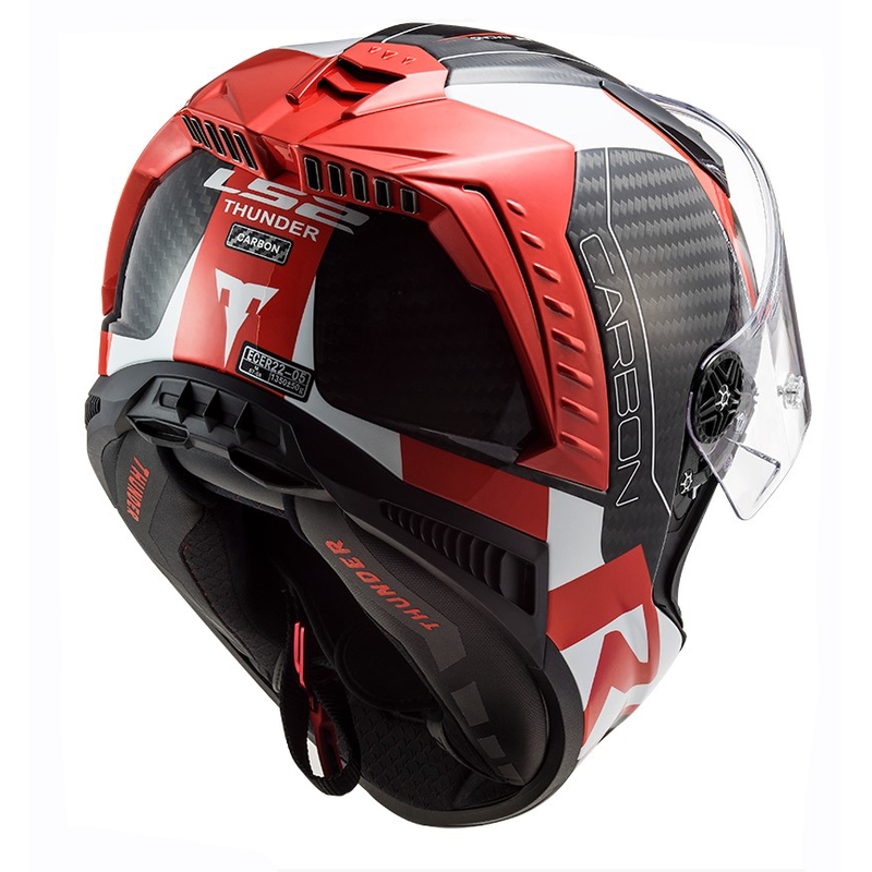 LS2 FF805 Thunder C Racing1 juodai-baltai-raudonas integralus motociklininko šalmas