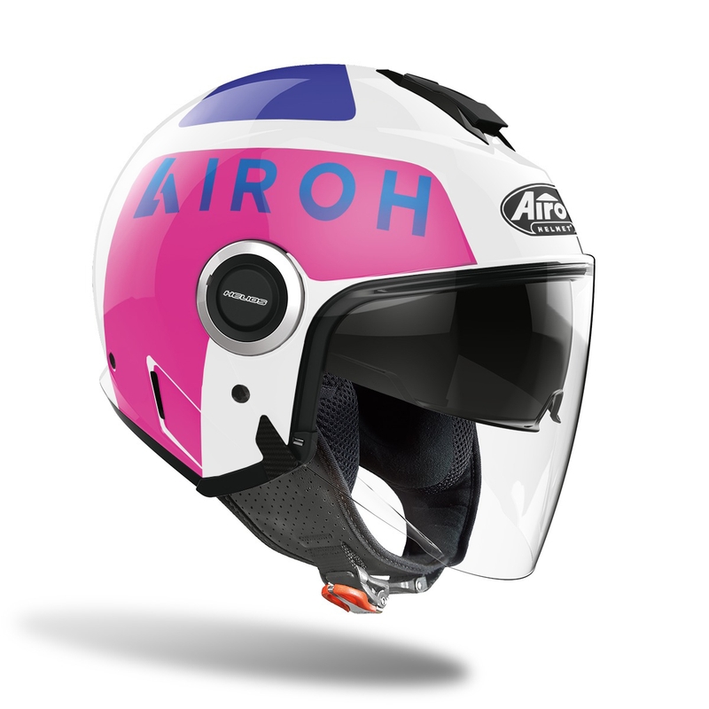 Otevřená přilba na motorku Airoh Helios Up 2022 bílo-modro-růžová výprodej