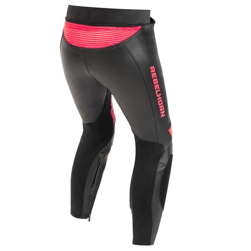 Moteriškos motociklininko kelnės Rebelhorn Rebel Black-Fluo Pink
