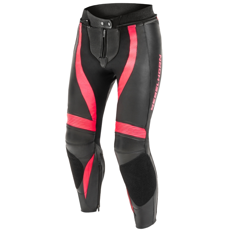 Moteriškos motociklininko kelnės Rebelhorn Rebel Black-Fluo Pink