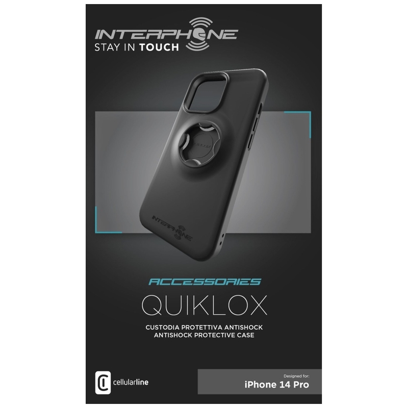 Apsauginis dangtelis "Interphone QUIKLOX", skirtas "Apple iPhone 14 Pro", juodas