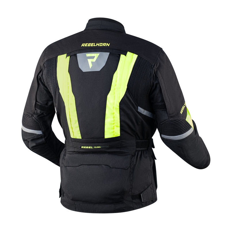 Motociklininko striukė Rebelhorn Hardy II black-fluo yellow išpardavimas