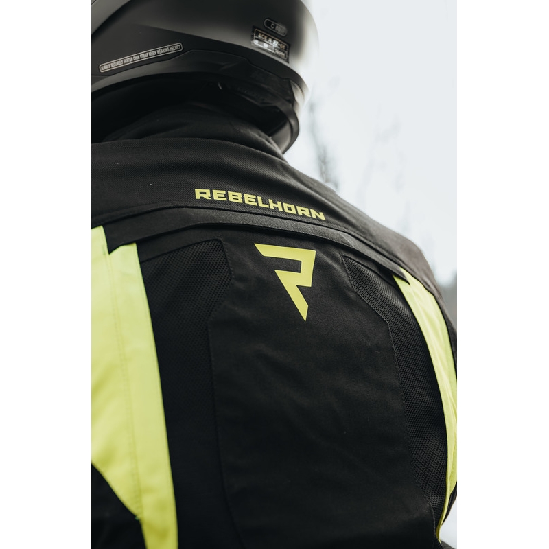 Motociklininko striukė Rebelhorn Hardy II black-fluo yellow išpardavimas