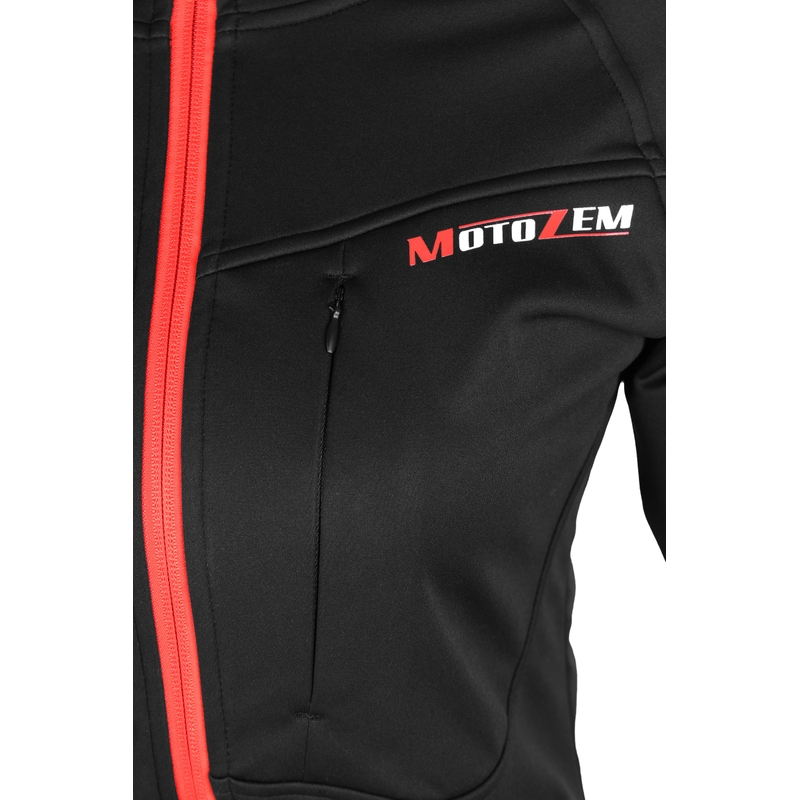 Moteriška "MotoZem Racing Team" juodai raudona softshell striukė