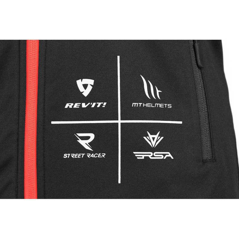 Moteriška "MotoZem Racing Team" juodai raudona softshell striukė