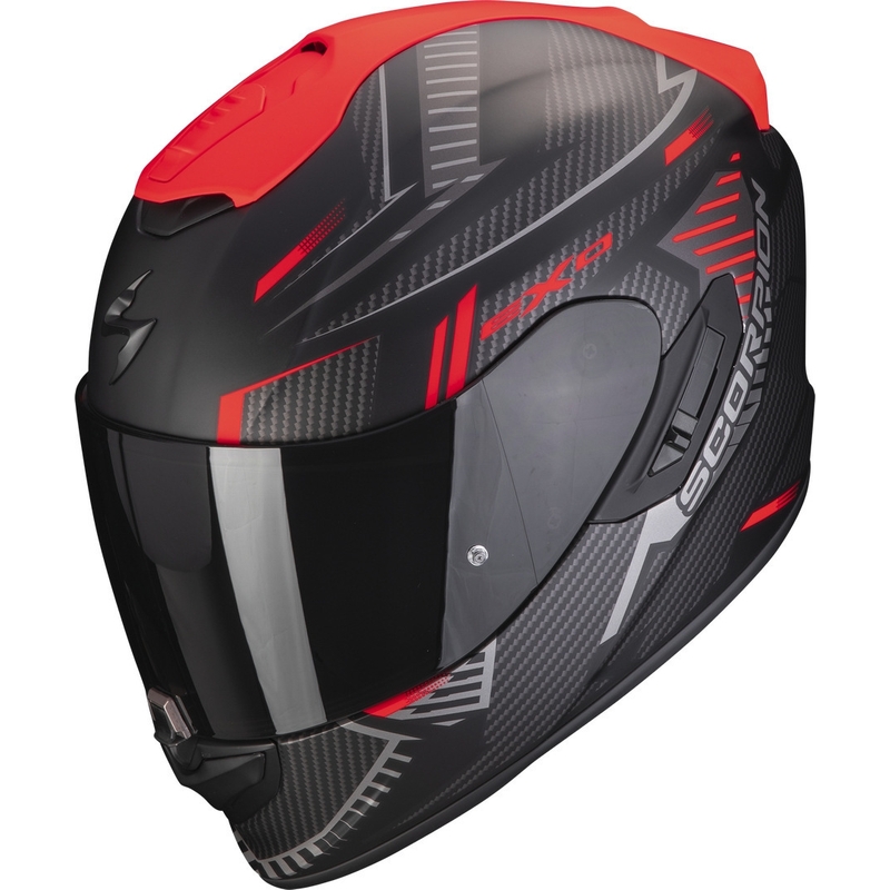 Integruotas motociklininko šalmas Scorpion EXO-1400 EVO Air Shell juodas-raudonas matinis