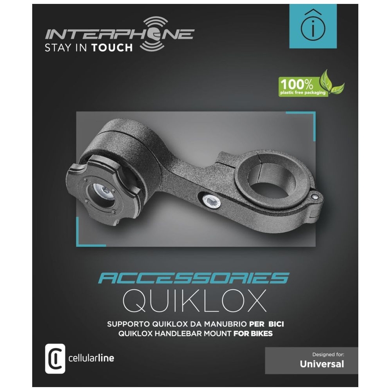 "Interphone Quiklox" laikiklis ant vairo juodas