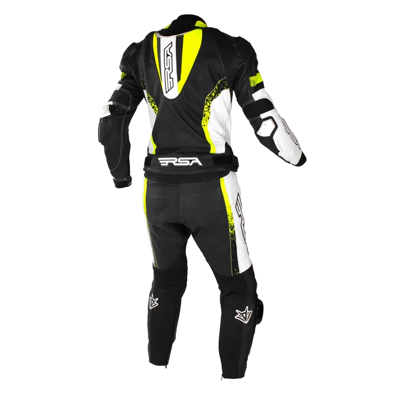 RSA Imola 2 juodai-baltai-geltona motociklininko kombinezonas išpardavimas