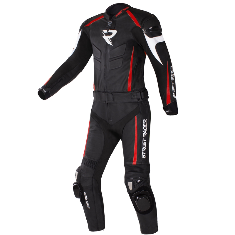 "Street Racer Fast Track 2" juodos, baltos ir raudonos spalvų motociklininkų kombinezonas išpardavimas
