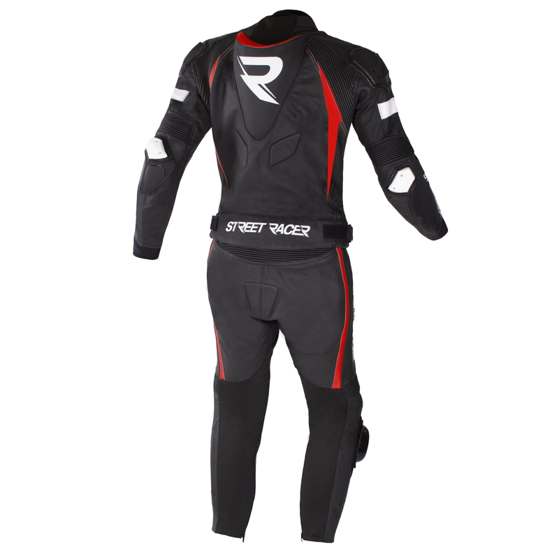 "Street Racer Fast Track 2" juodos, baltos ir raudonos spalvų motociklininkų kombinezonas išpardavimas