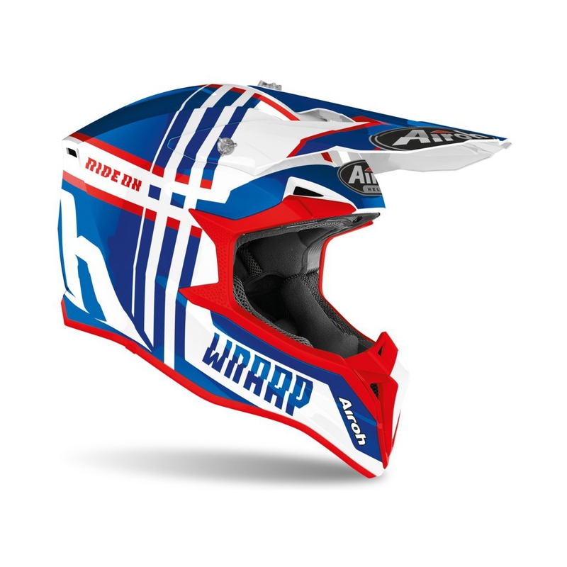 Dětská motokrosová přilba Airoh Wraap Youth Broken modro-bílo-červená