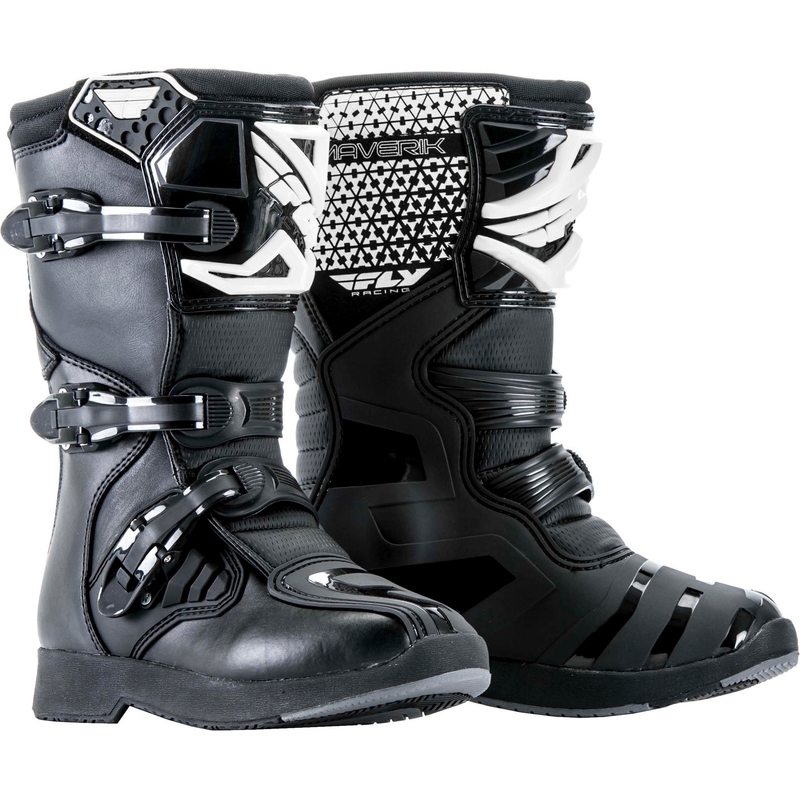 Vaikų motociklų batai FLY Racing NEW Maverik Youth Black and White