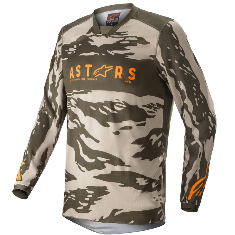 Vaikiški motokroso marškinėliai Alpinestars Racer Tactical camo green-beige-orange