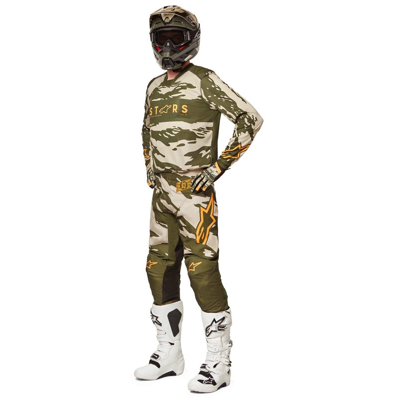 Vaikiški motokroso marškinėliai Alpinestars Racer Tactical camo green-beige-orange