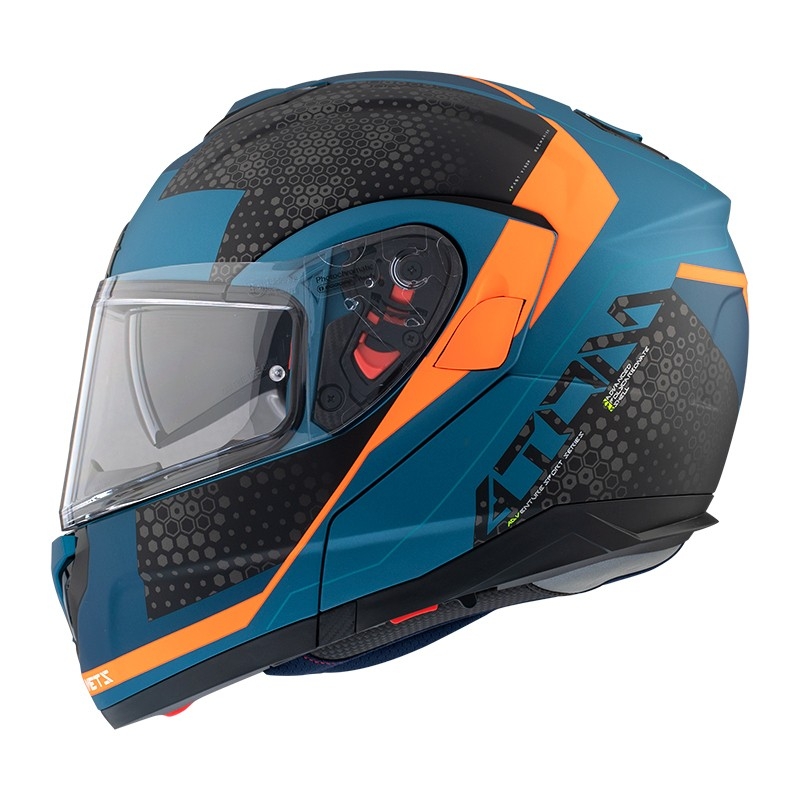 Vyklápěcí přilba na motorku MT Atom SV Adventure B7 černo-modro-oranžová výprodej