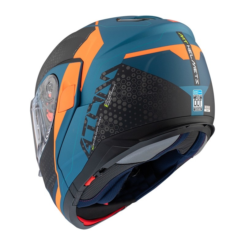 Vyklápěcí přilba na motorku MT Atom SV Adventure B7 černo-modro-oranžová výprodej
