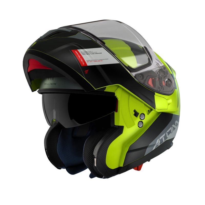Vyklápěcí přilba na motorku MT Atom SV Gorex C3 černo-šedo-fluo žlutá výprodej