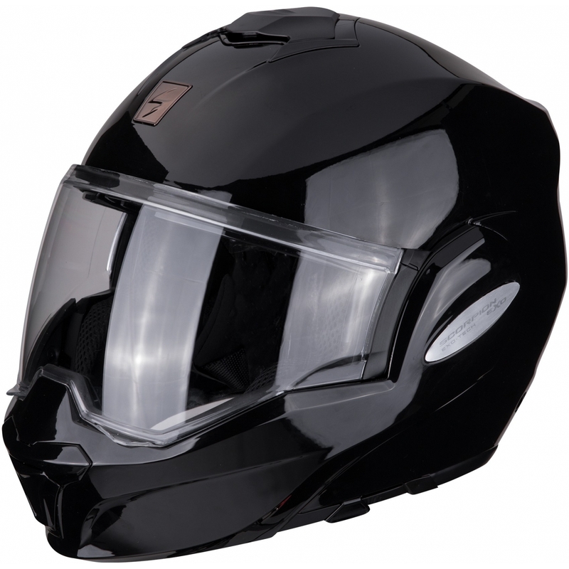 Atverčiamas šalmas Scorpion EXO-TECH EVO juodas blizgus