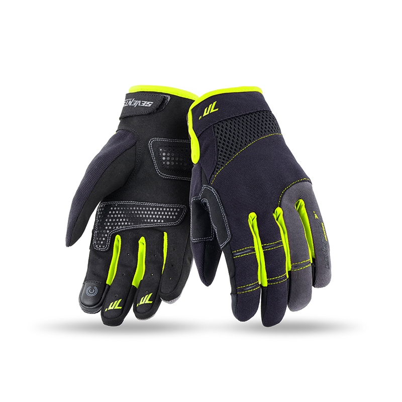 Rukavice na motorku SEVENTY DEGREES SD-C48 černo-fluo žluté