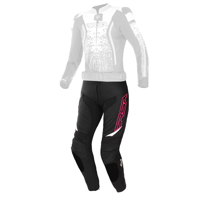 Moteriškos RSA GT2 Black-White-Fluo Pink motociklininko kelnės išpardavimas