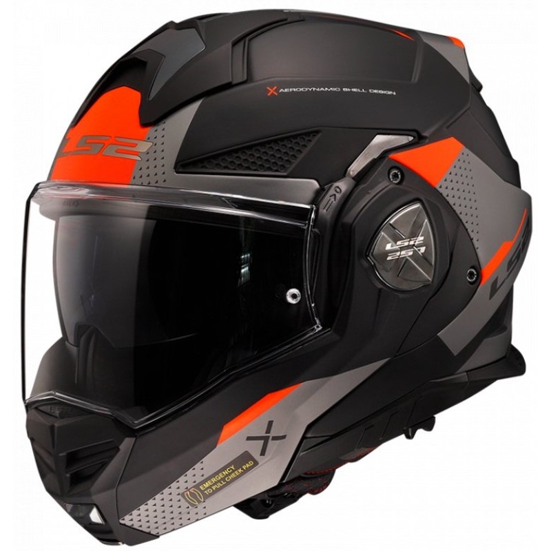 Atlenkiamas motociklo šalmas LS2 FF901 Advant X Oblivion juoda-raudona-titano