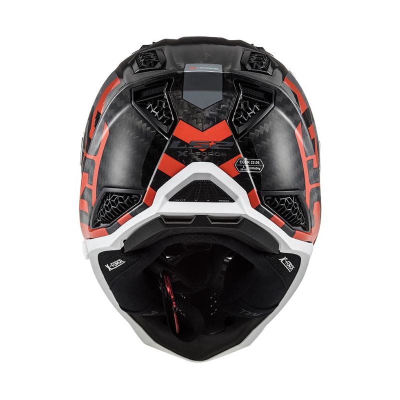 Motokroso šalmas LS2 MX703 C X-Force Barrier H-V juoda-pilka-raudona-geltona