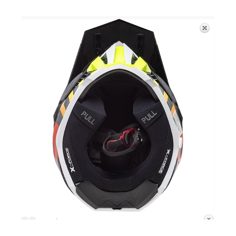 Motokroso šalmas LS2 MX703 C X-Force Barrier H-V juoda-pilka-raudona-geltona