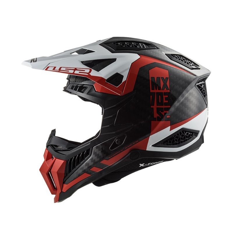 Motokroso šalmas LS2 MX703 C X-Force Victory juodas-raudonas-baltas