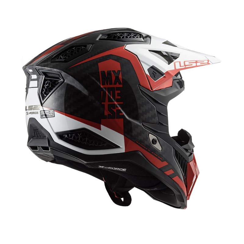 Motokroso šalmas LS2 MX703 C X-Force Victory juodas-raudonas-baltas
