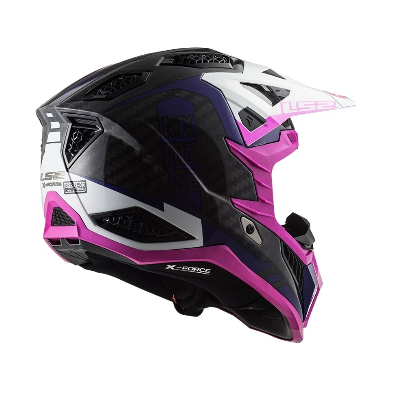 Motokroso šalmas LS2 MX703 C X-Force Victory juoda-balta-violetinė-rožinė