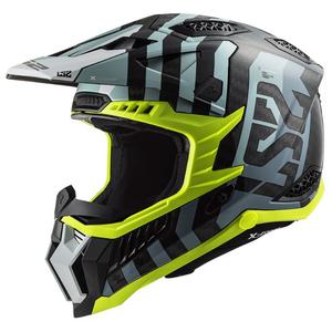 Motokroso šalmas LS2 MX703 C X-Force Barrier juoda-mėlyna-fluo geltona