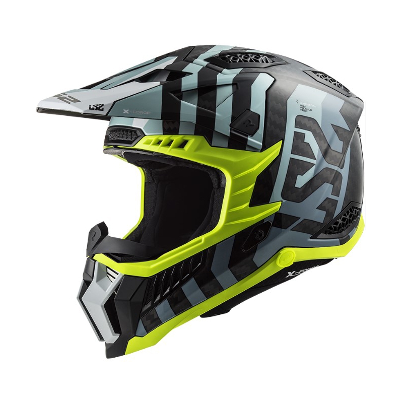 Motokroso šalmas LS2 MX703 C X-Force Barrier juoda-mėlyna-fluo geltona