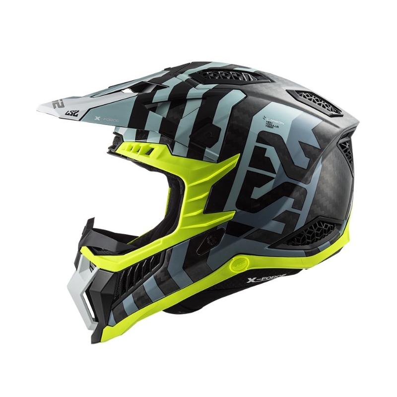 Motokroso šalmas LS2 MX703 C X-Force Barrier juoda-mėlyna-fluo geltona