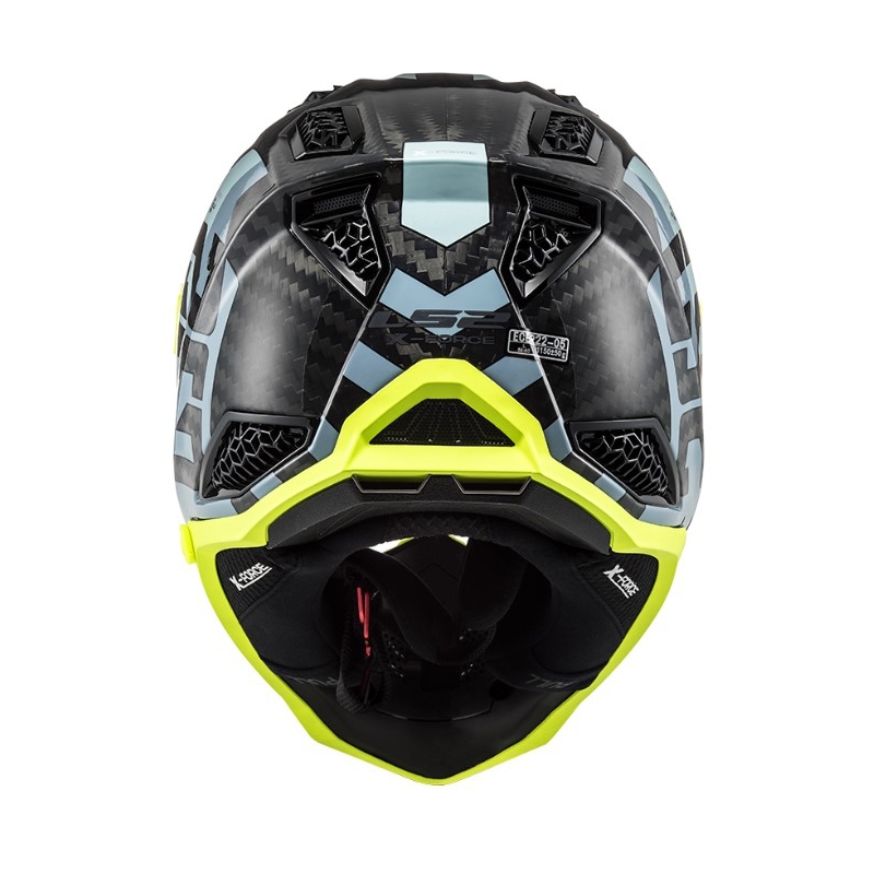 Motokroso šalmas LS2 MX703 C X-Force Barrier juoda-mėlyna-fluo geltona